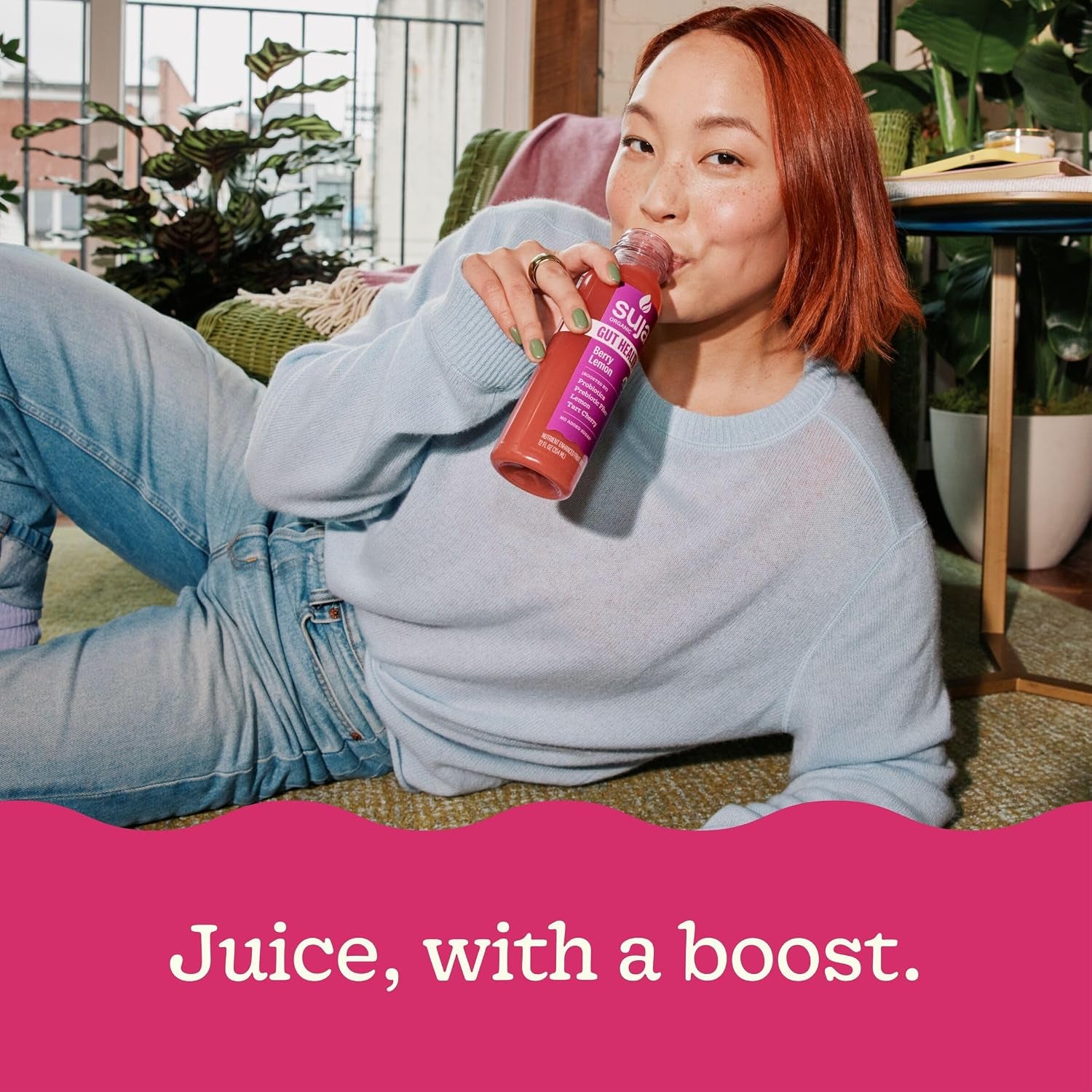 Organic Gut Health Elderberry Ginger Cold Pressed Juice Drink, 12 Fl Oz Bottle