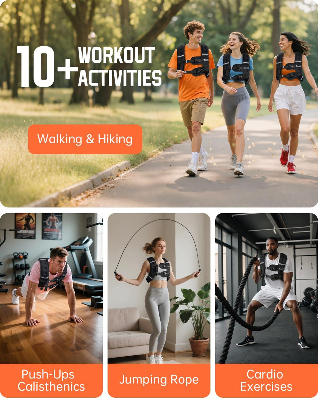 Weighted Vest for Women Men: Available in 6Lb/8Lb/10Lb/11Lb/12Lb/14Lb/16Lb/20Lb Fixed Weights for Walking, Running, Training, Exercise, Weight Loss - with Reflective Strips and Storage Pocket