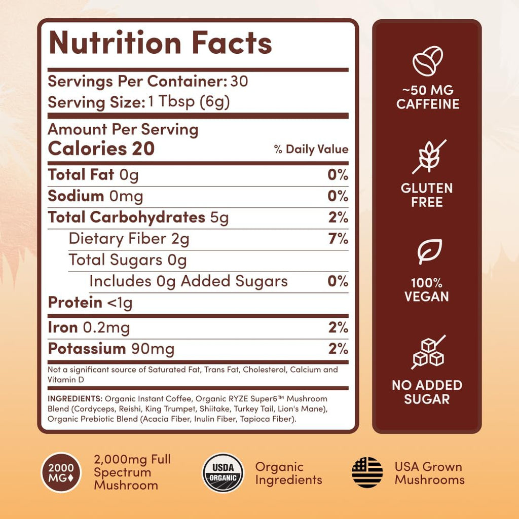 RYZE N Shine Bundle, USDA Organic Mushroom Medium Roast Coffee + Probiotic Coffee Creamer with 6 Adaptogenic Mushrooms for Better Energy, Focus, Digestion, Immunity, 30 + 30 Servings
