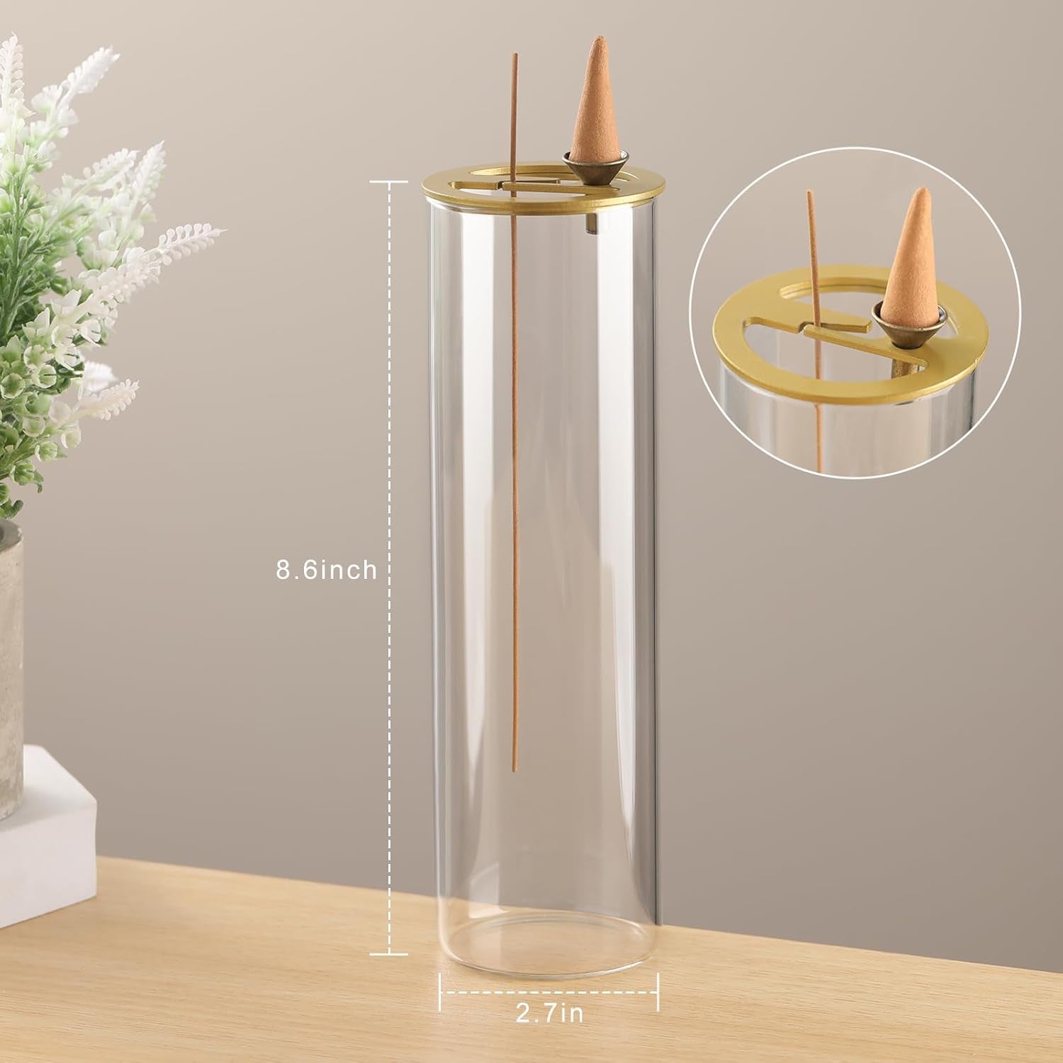 Incense Holder, 2 in 1 Incense Burner for Sticks, Ash-Proof Glass Incense Burner for Meditation Yoga Spa Room Decor Ceremonial Incense Incense Incense Scent Holder, 2 in 1