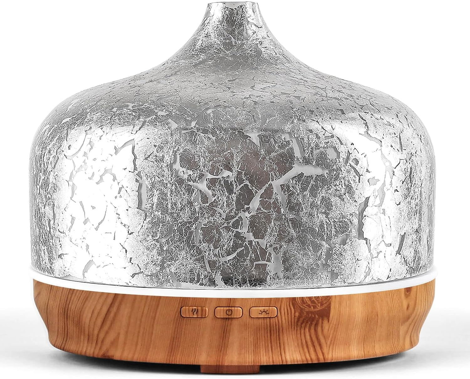 500Ml Glass Essential Oil Diffuser Aromatherapy Ultrasonic Cool Mist Humidifier 15-21 Running Hours Waterless Auto-Off Air Diffusers for Sleeping Yoga Working Spa(Silver Plated)