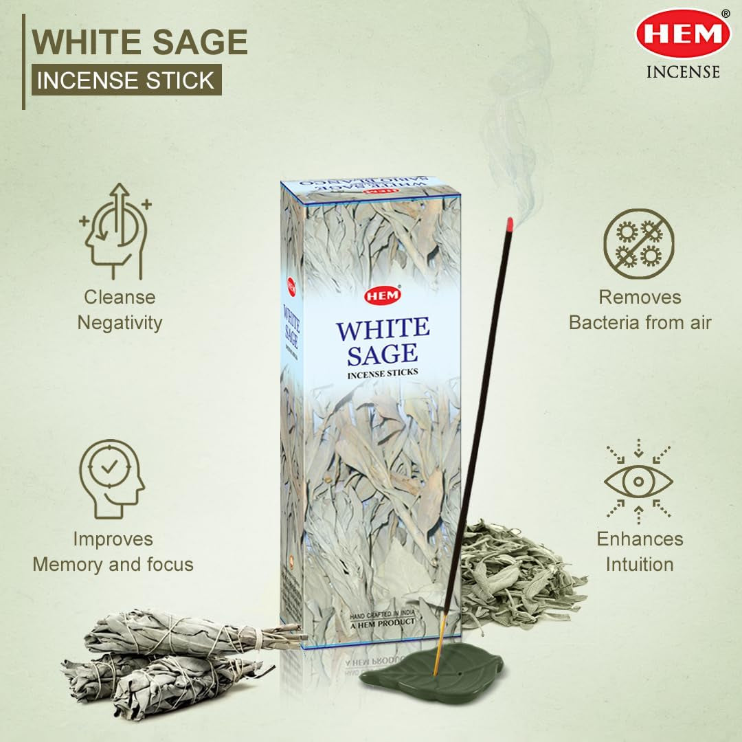 White Sage Incense Sticks - 100 Count | Natural Air Purifying Aromatherapy | Calming and Cleansing Fragrance | Perfect for Meditation and Relaxation | Long-Lasting Burn