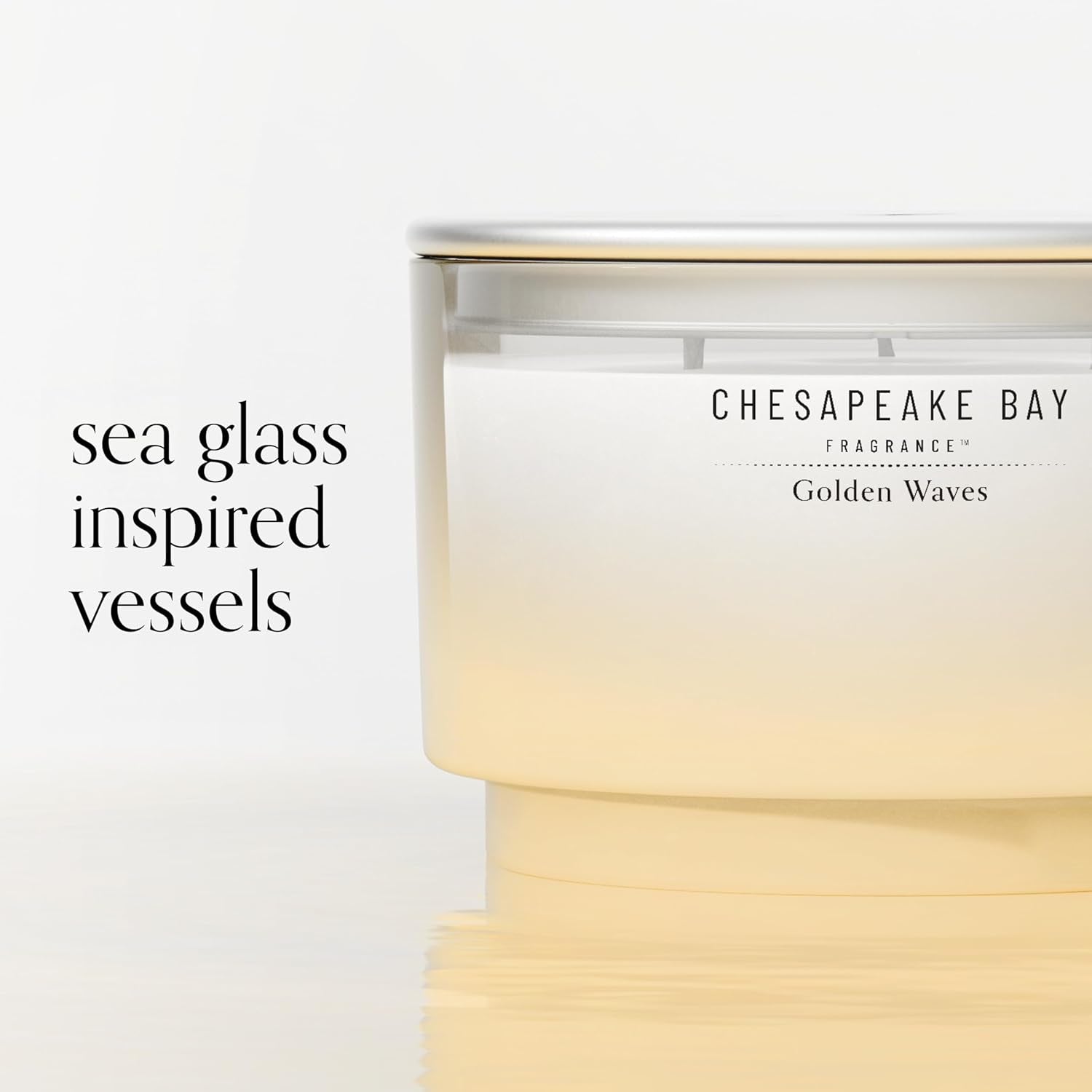 Chesapeake Bay, 14.5Oz Golden Waves Scented Candle, Mood Evoking Fragrance, Sea Glass-Inspired Jar, Premium Soy Blend Wax with Essential Oils, Coastal Fragrance for Home Décor or Gifting