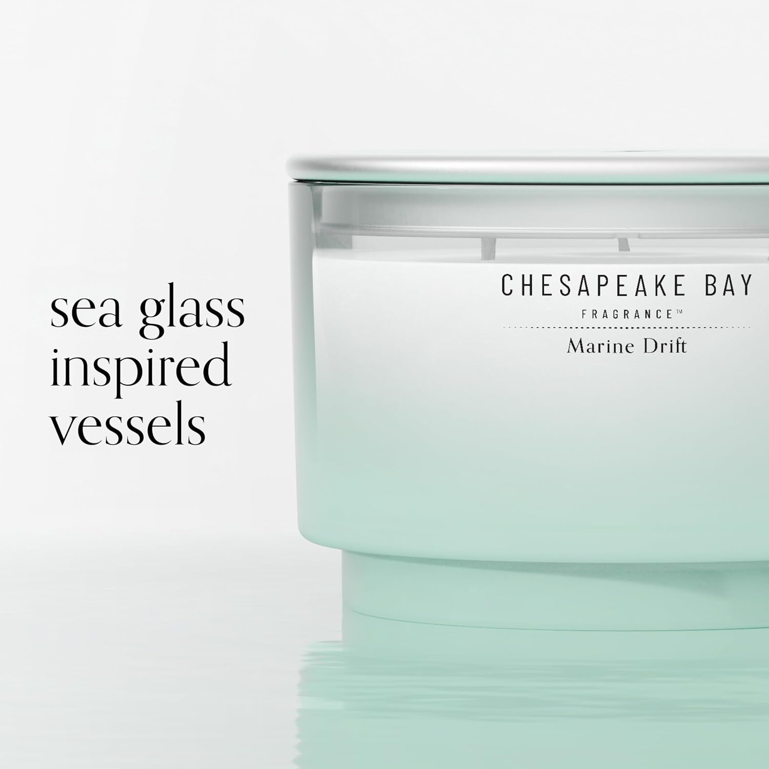 Chesapeake Bay, 14.5Oz Marine Drift Scented Candle, Mood Evoking Fragrance, Sea Glass-Inspired Jar, Premium Soy Blend Wax with Essential Oils, Coastal Fragrance for Home Décor or Gifting