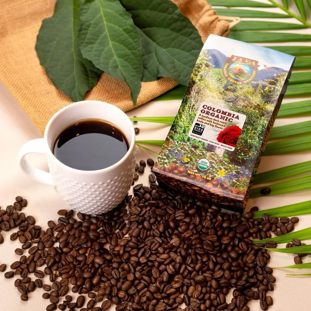 Organic Coffee Beans Whole, Medium Dark Roast - Low Acid Single Origin: Colombian Non-Gmo Organic Whole Bean Coffee - Third-Party Tested for Purity, Quality & Key Contaminants - 16 Ounces