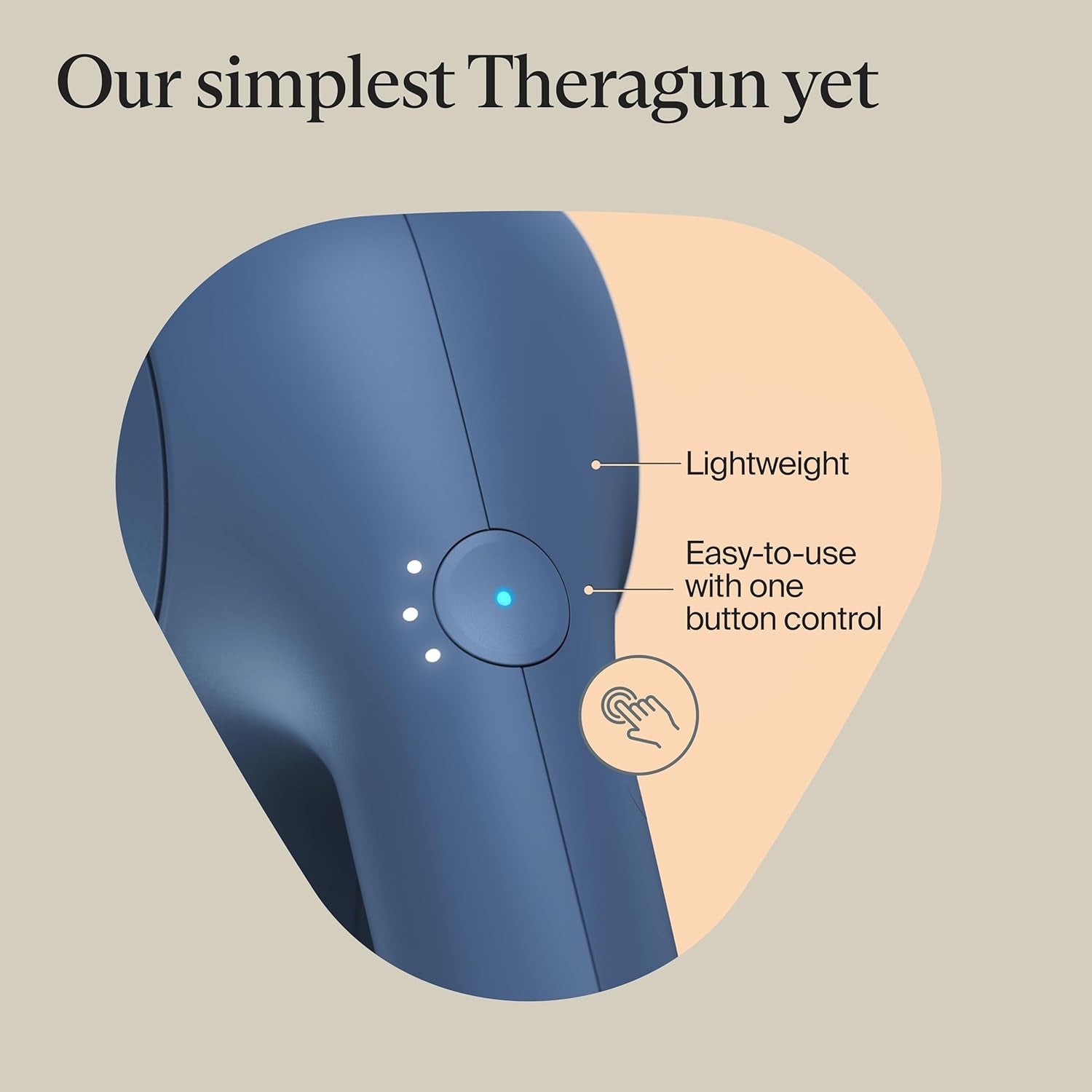 Theragun Therabody Relief Handheld Percussion Massage Gun - Easy-To-Use, Comfortable & Light Personal Massager for Every Day Pain Relief Massage Therapy in Neck, Back, Leg, Shoulder and Body (Navy)
