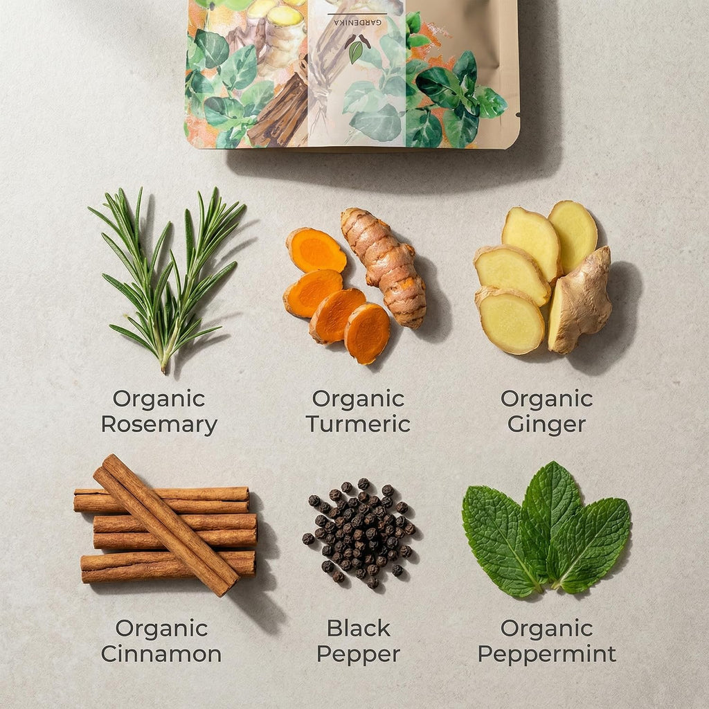 Organic Flamma-Tea Loose Leaf Tea | Premium Turmeric Ginger Blend with Cinnamon, Peppermint & Black Pepper | 100% Natural, Caffeine Free Herbal Wellness Tea | 4Oz (113G)