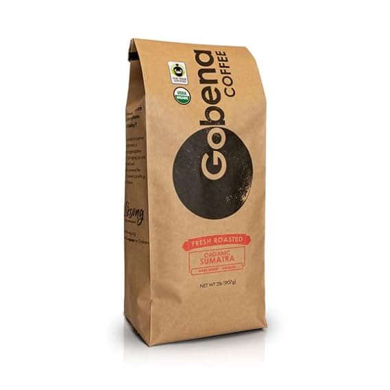 Gobena Coffee 2lb Fair Trade Organic Certified Sumatra Ground Dark Roast,100% Arabica Specialty Coffee, 32 ounces, 2 pounds, Bulk