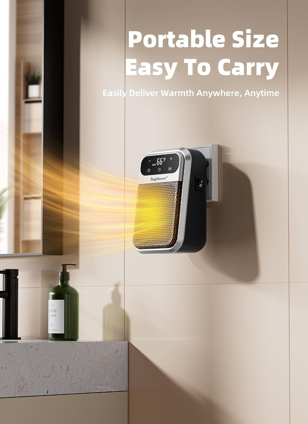 Plug in Heater with Remote, 800W Small Wall Outlet Heater