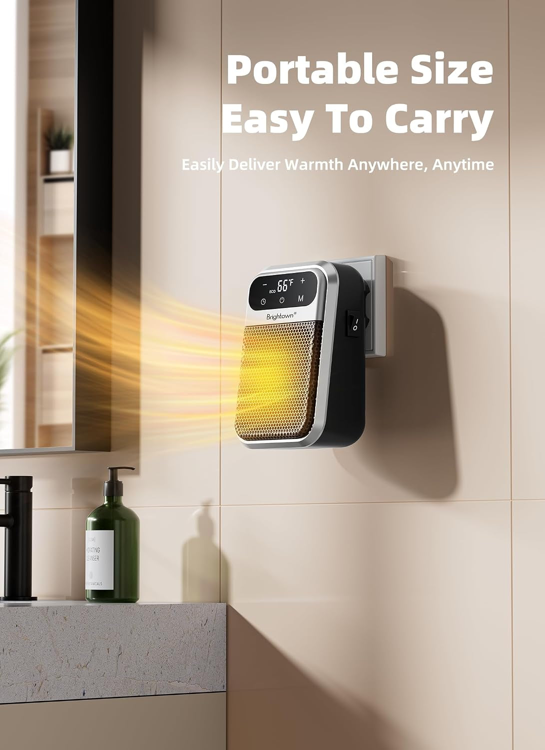 Plug in Heater with Remote, 800W Small Wall Outlet Heater