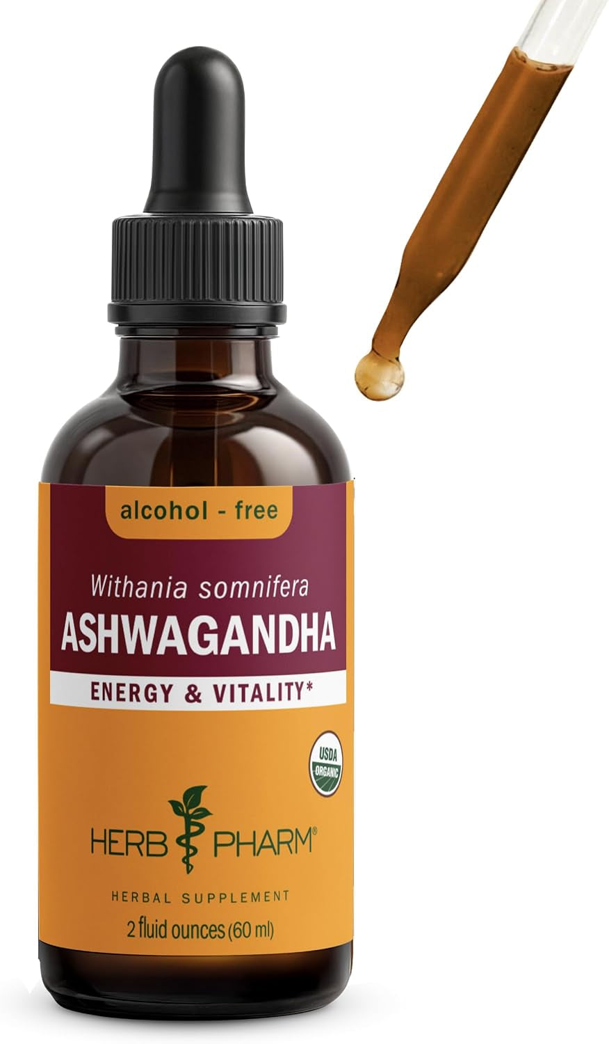 Ashwagandha, Alcohol Free: Liquid Extract, USDA Organic | Traditional Stress Support Supplement, Ashwagandha Root Glycerite, Tasty Adaptogen Extract for Adults | up to 6 Week Supply, 2 Oz*