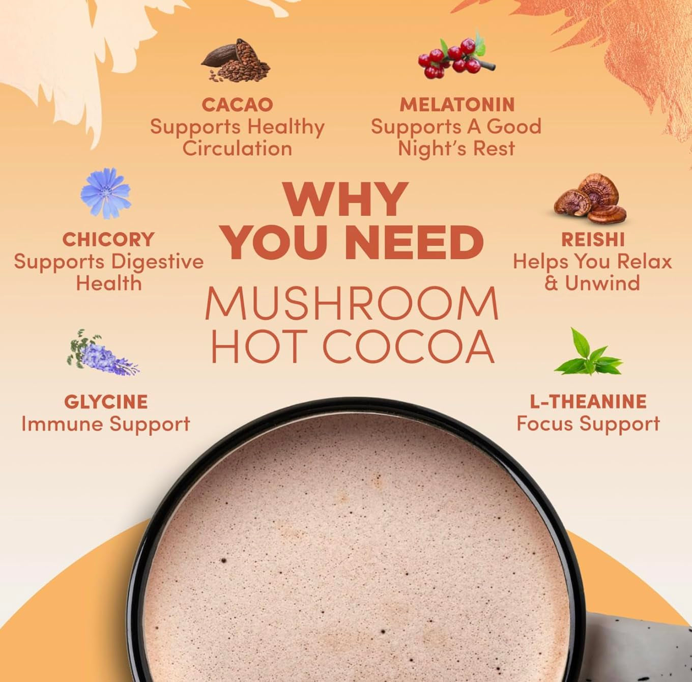 Day + Night Bundle with Mushroom Coffee and RYZE Hot Cocoa, USDA Organic Mushroom Coffee with 6 Adaptogenic Mushrooms & MCT Oil, Hot Cocoa Keto Sleep Aid with Melatonin, 30+20 S