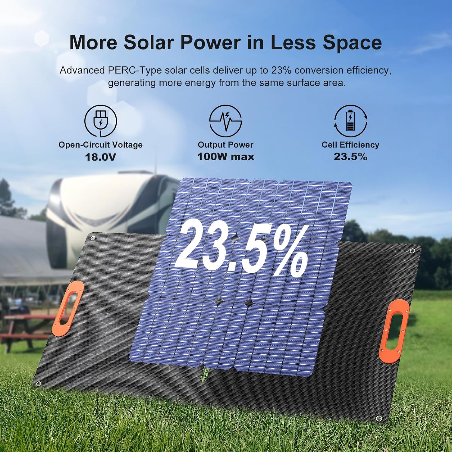 100W Portable Solar Panel, IP67 Waterproof ETFE One-Piece Lamination, 23.5% Efficiency Foldable Charger, Usb/Type-C/Mc4/Xt60/Dc8020/Anderson Output for Power Station Camping RV