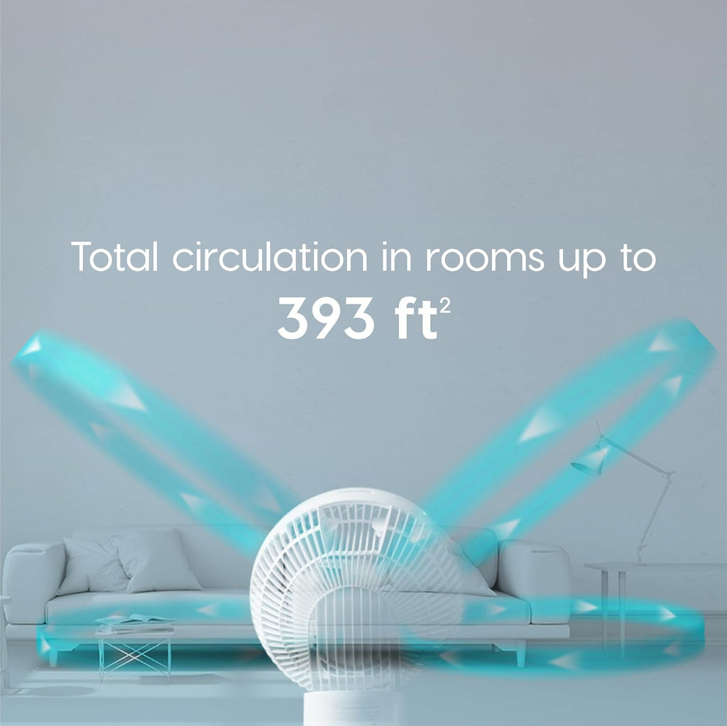 WOOZOO Air Circulator Fan with Remote, Oscillating Table Fan, 8 Speeds, 82Ft Max Air Distance, 65° Tilt, Ultra Quiet DC Motor, Small Desk Fan for Bedroom, Office, Dorm, White