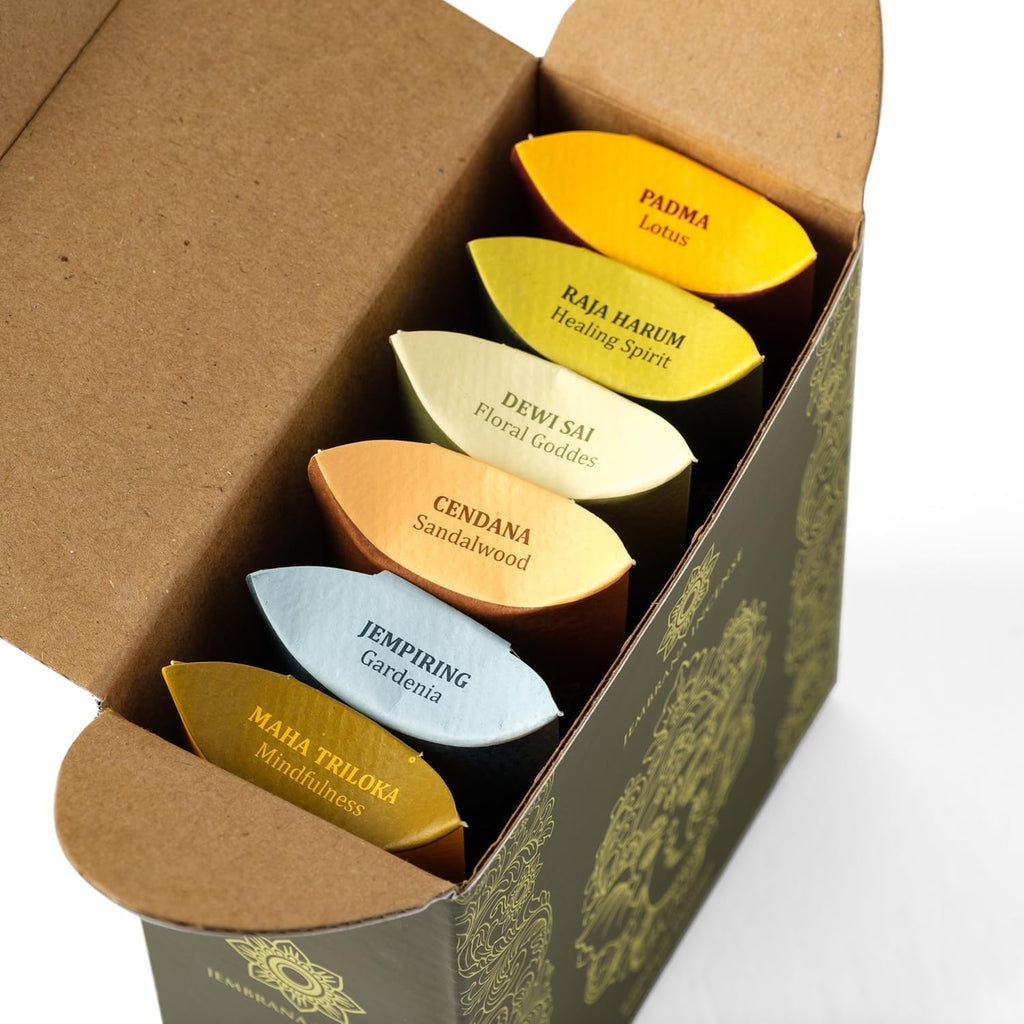 Cones - Mix 6 Scents (60 Cones Total) - Lotus, Gardenia, Sandalwood, Healing Spirit, Mindfulness & Floral Goddess - Authentic Balinese Handcrafted Gift Set