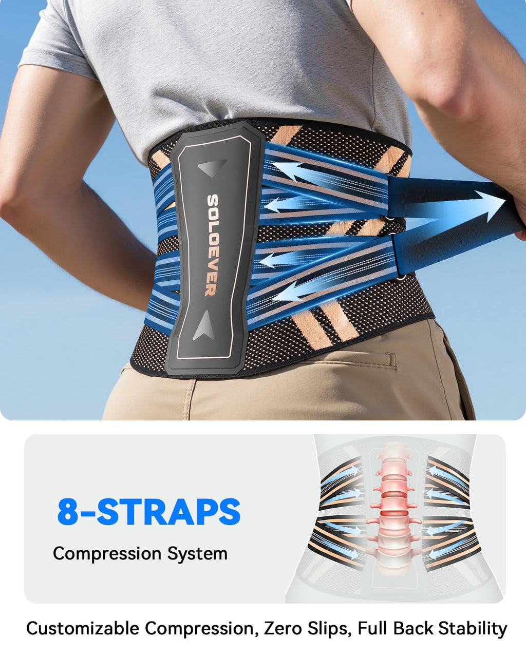 Ultra Breathable Back Brace for Lower Back Pain Relief Medical Grade
