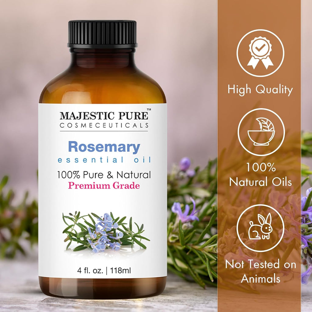 Essential Oil with Glass Dropper - 100% Pure and Natural - Essential Oils for Diffuser, Aromatherapy, Soap and Candle Making, Rosemary Essential Oil, Rosemary Oil, 4 Fl Oz