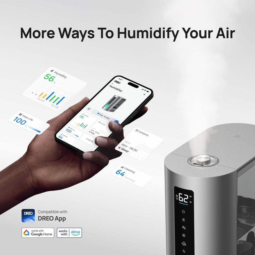 DREO 6L Smart Humidifiers for Bedroom, Warm & Cool Mist for Large Room