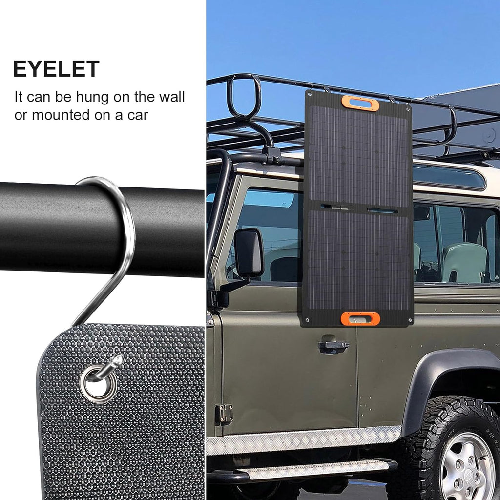 100W Portable Solar Panel, IP67 Waterproof ETFE One-Piece Lamination, 23.5% Efficiency Foldable Charger, Usb/Type-C/Mc4/Xt60/Dc8020/Anderson Output for Power Station Camping RV