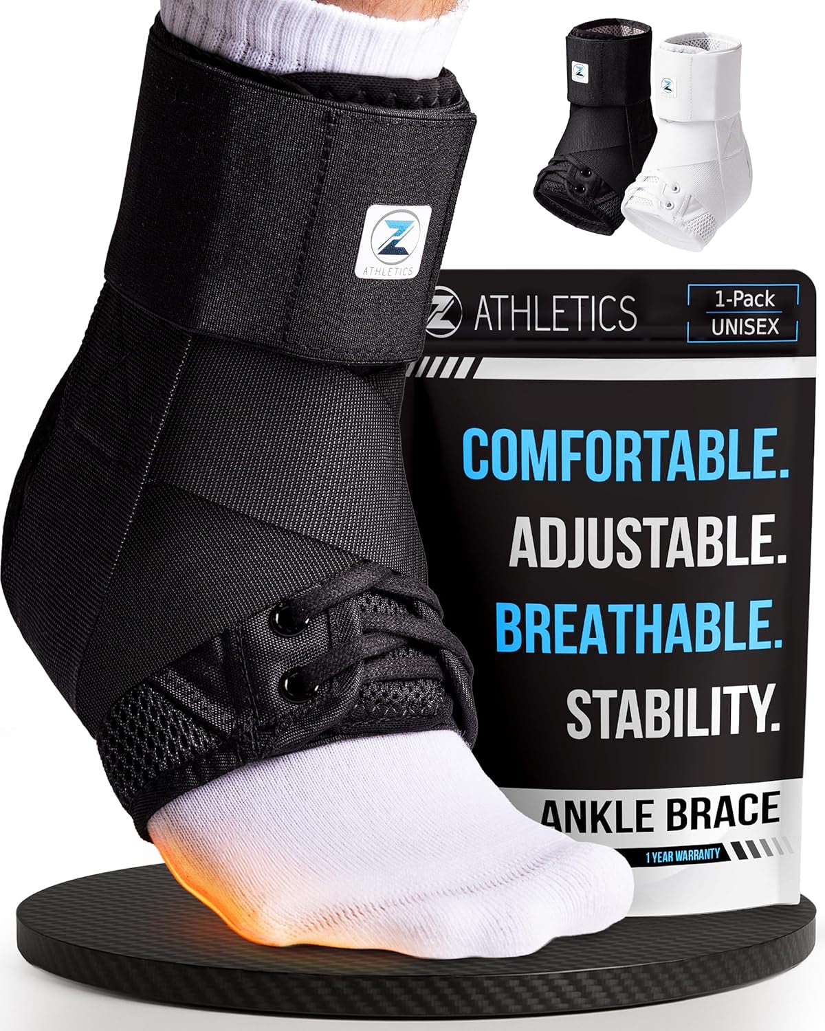 Reinforced Lace up Ankle Brace for Men & Women, Sprained Ankle Support Wrap