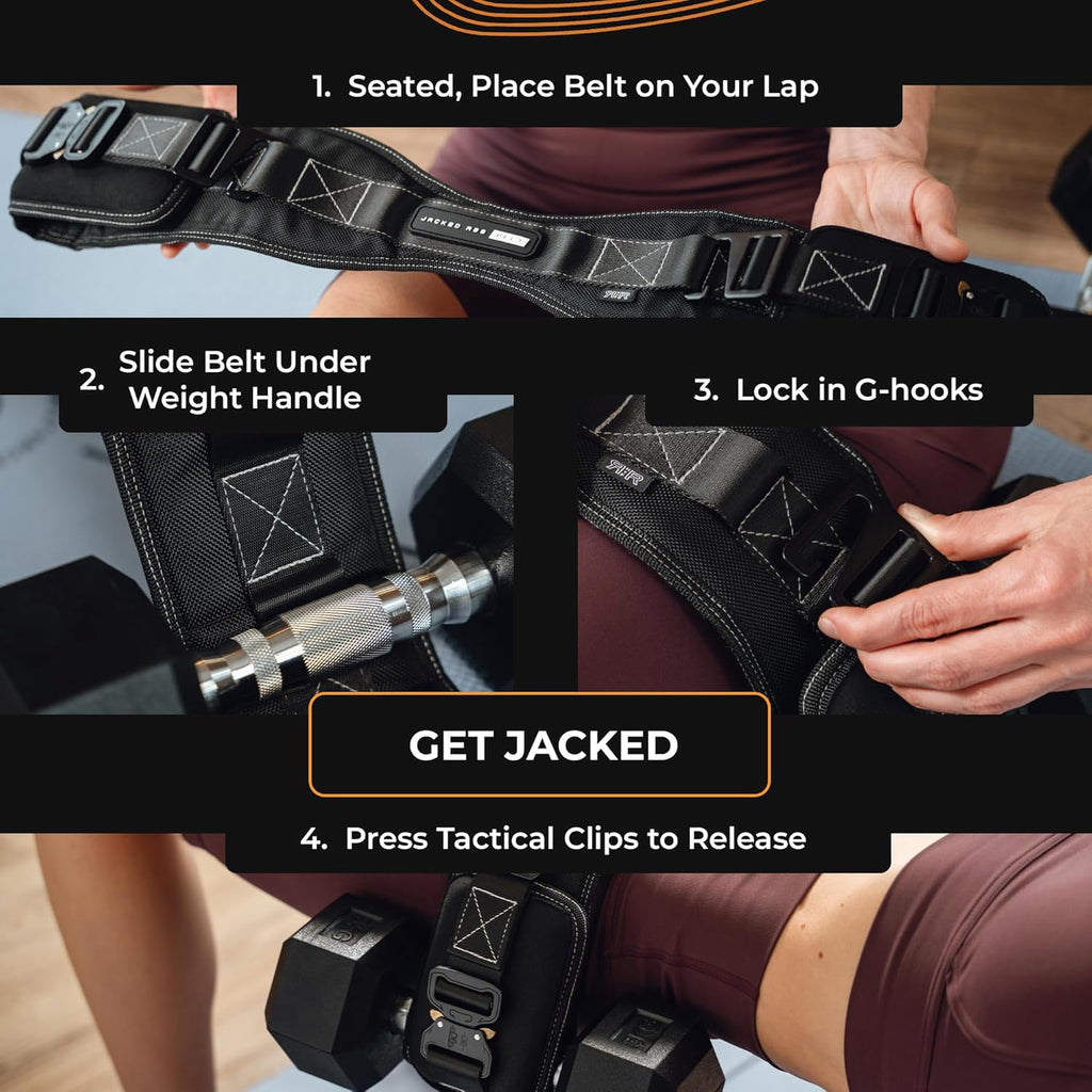 Premium Hip Thrust Belt for Dumbbells & Kettlebells (Patent-Pending) Booty Belt - Heavy Duty Glute Training System for Home Gym, Fast Setup for Progressive Overload without Barbell or Rack