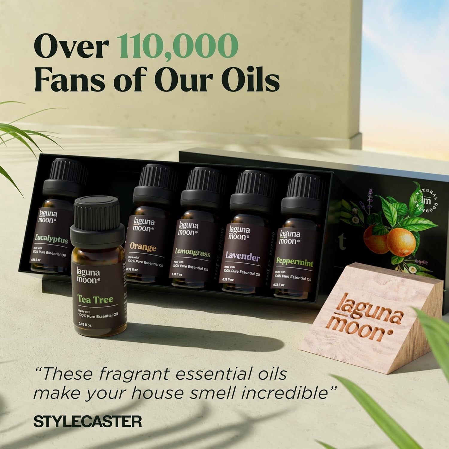 Essential Oils Aromatherapy Set - 6 Oils for Diffusers, Home Care, Candle Making Scents, Fragrance, Humidifiers, Gifts - Peppermint, Tea Tree, Lavender, Eucalyptus, Orange (10Ml)