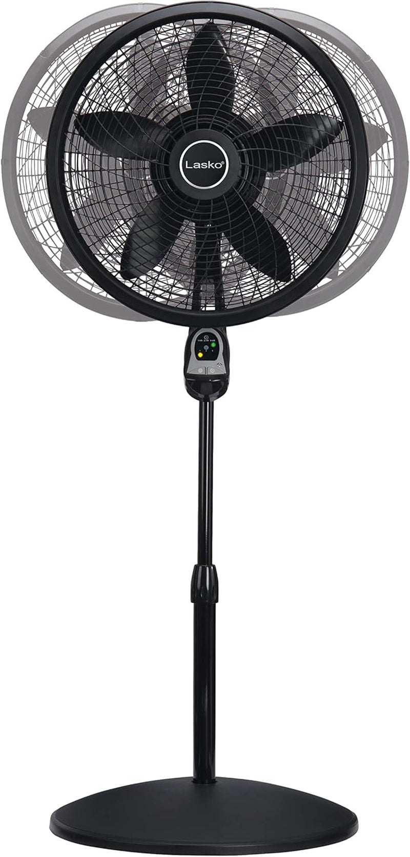 Lasko Oscillating Cyclone Pedestal Fan, Adjustable Height, Timer, Remote Control, 3 Speeds, for Bedroom, Living Room, Home Office, 18", Black, 1843