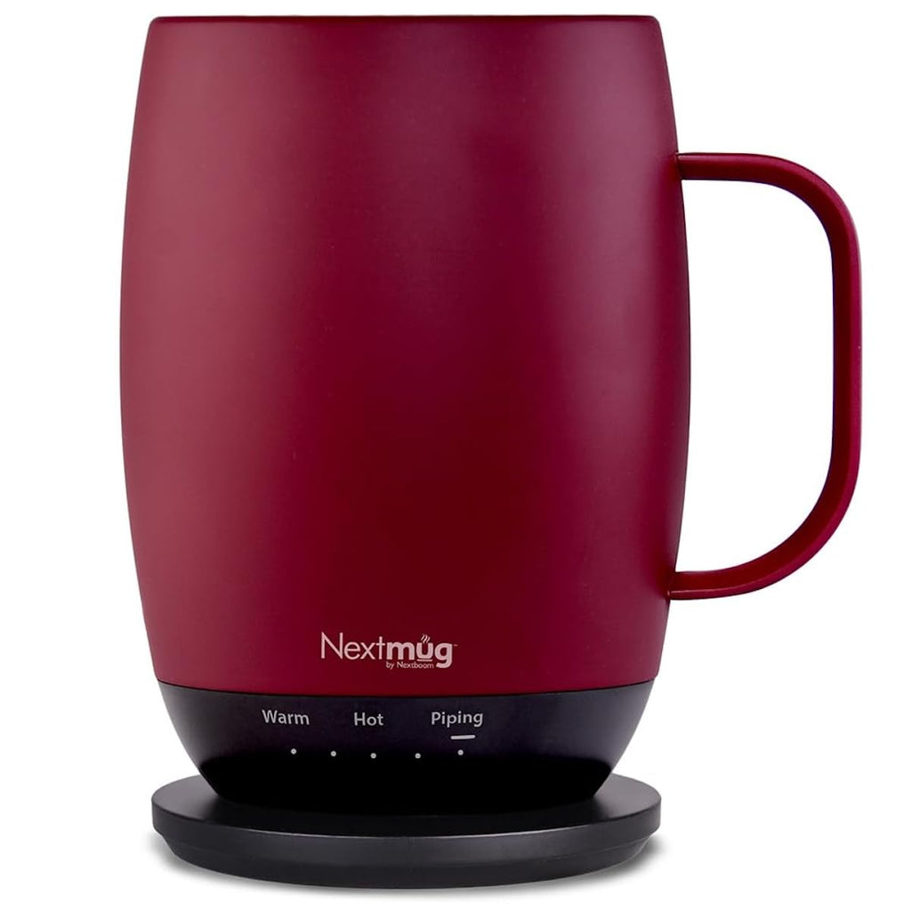 Nextmug Plus (Burgundy - 18 oz.) Temperature-Controlled, Self-Heating Mug – No App, Long-Lasting Battery for Work & Study, Great Gift for Coffee Lovers