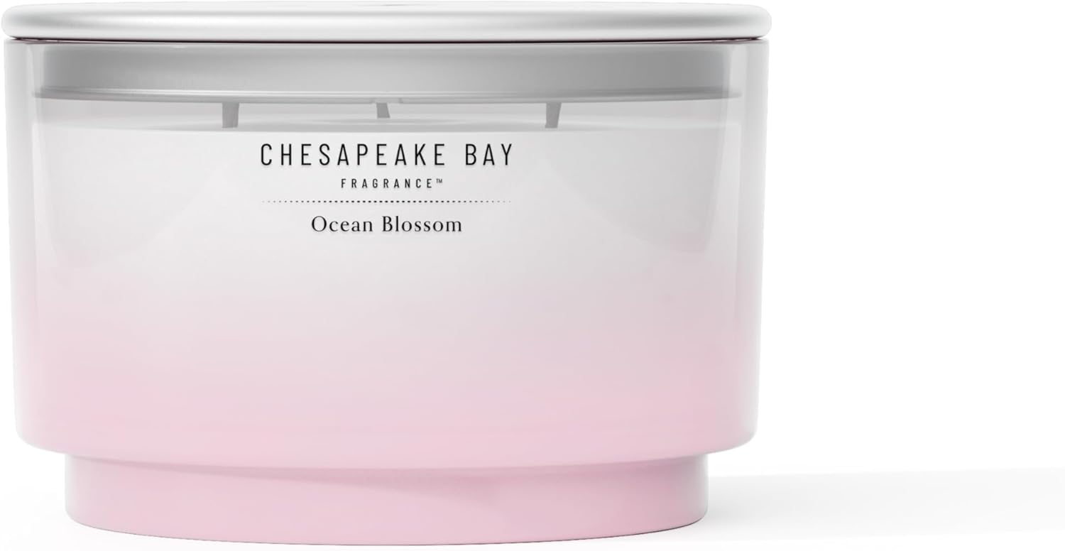 Chesapeake Bay, 14.5Oz Ocean Blossom Scented Candle, Mood Evoking Fragrance, Sea Glass-Inspired Jar, Premium Soy Blend Wax with Essential Oils, Coastal Fragrance for Home Décor or Gifting