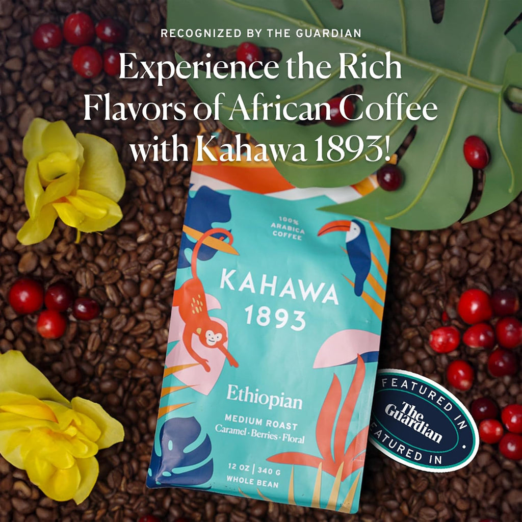 Whole Bean Coffee Medium Light Roast Ethiopian Blend 24 Oz - as Seen on Shark Tank, High Antioxidants, Naturally Sweet, Organically Grown, Ethically & Sustainably Sourced