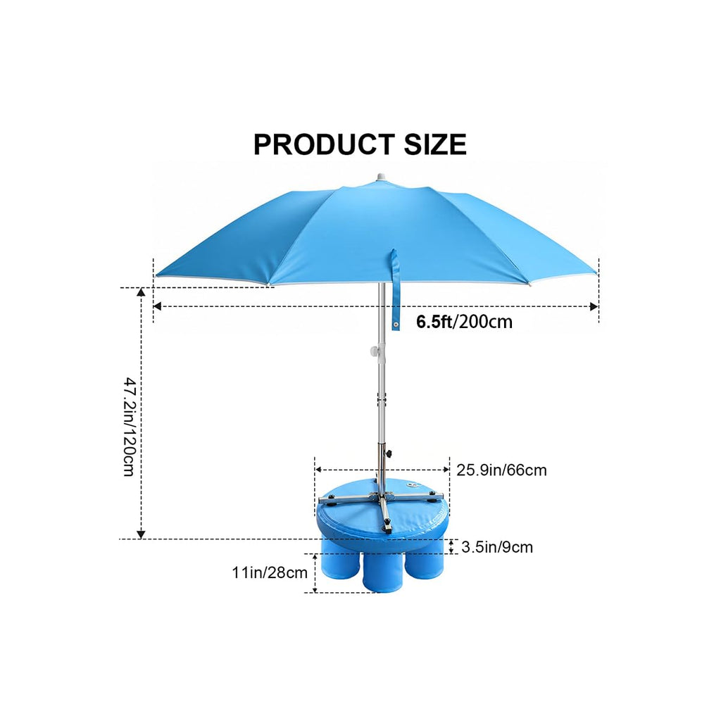 Abimars Floating Pool Umbrella, 6.5ft In-Pool Sunshade with UV-Resistant Coating, Portable Outdoor Shade Canopy for Pool, Lake & Beach, Travel-Friendly