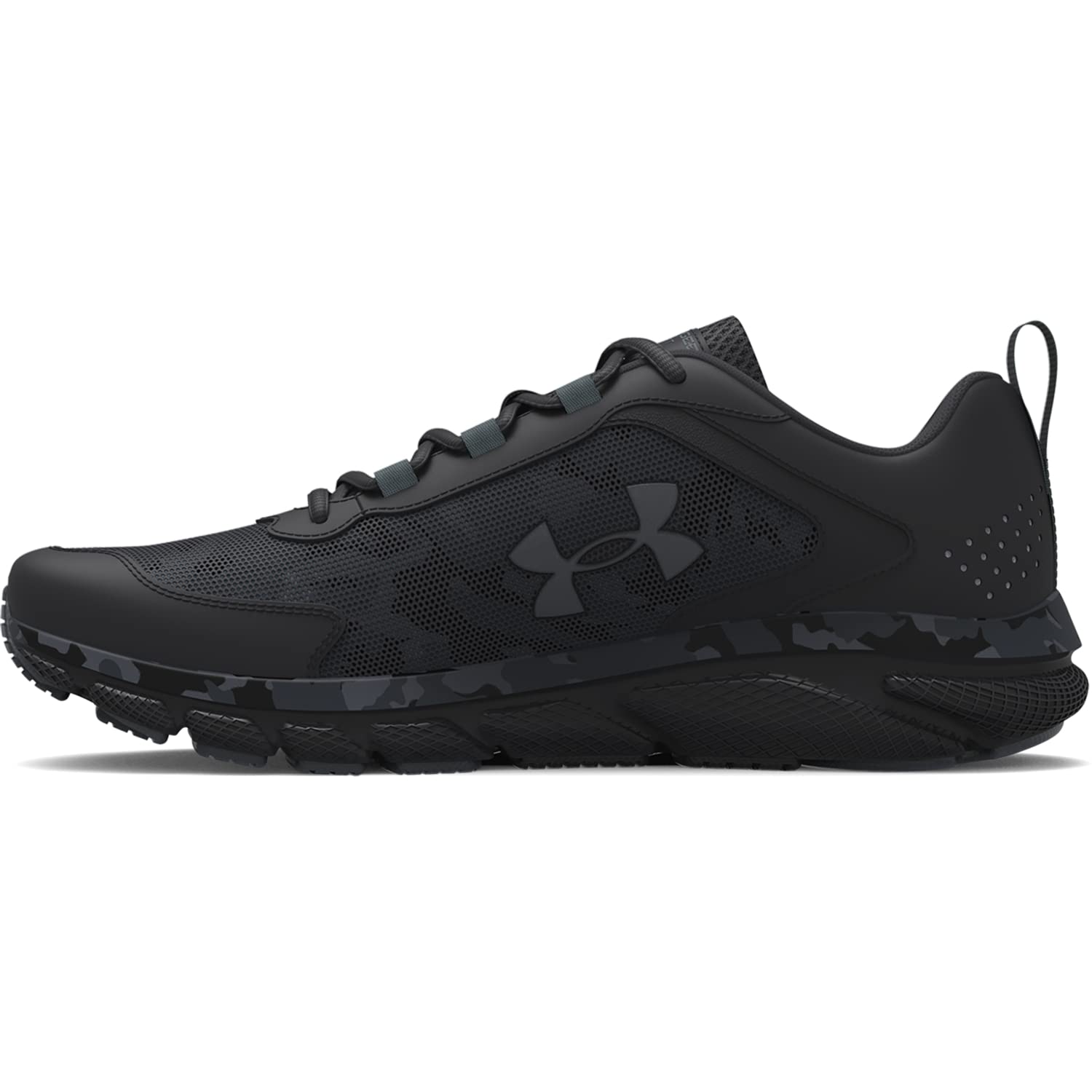 Under Armour Men's Charged Assert 9 Camo, Black/Black/Pitch Gray, 10.5 US