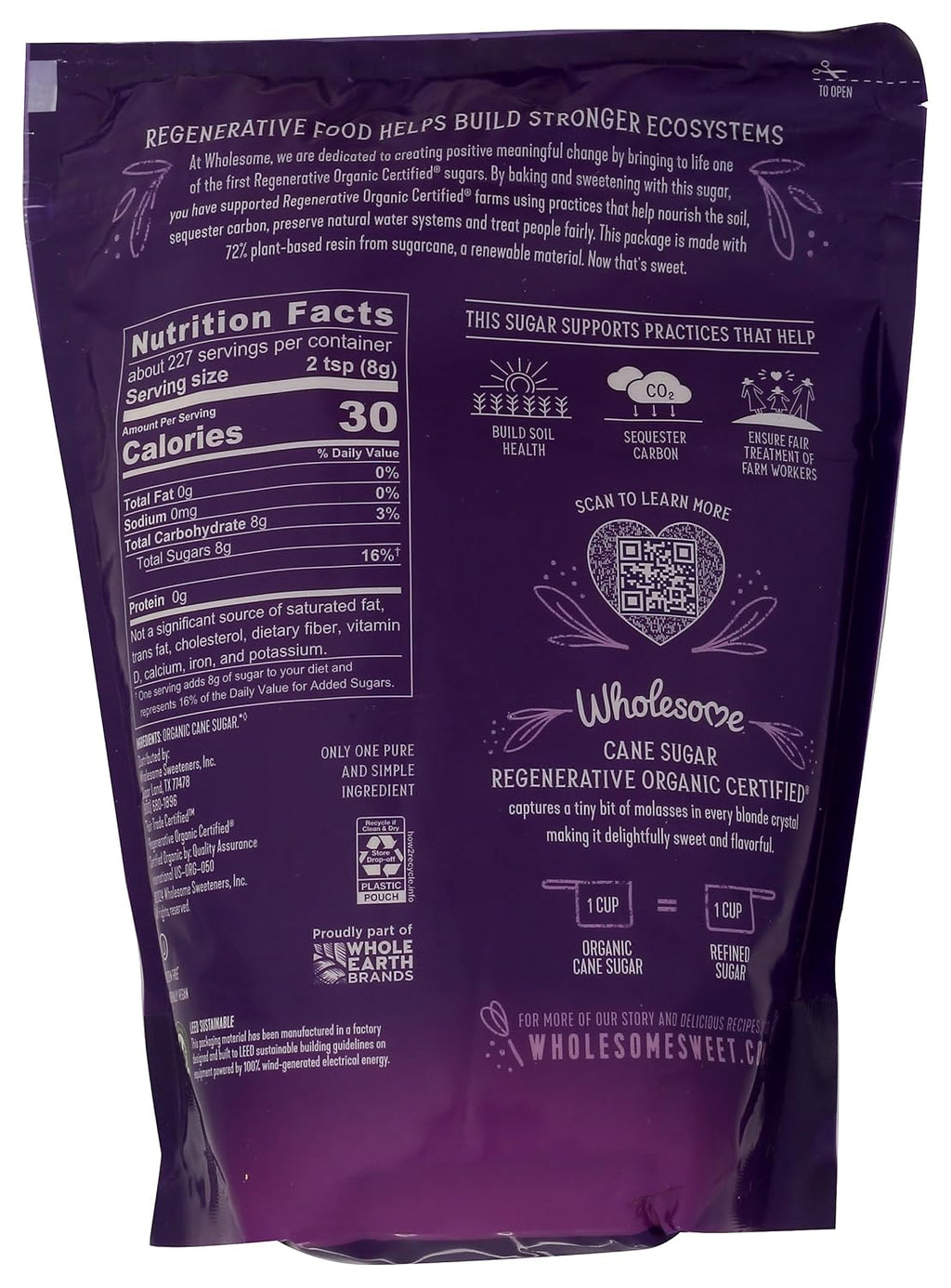 Sweeteners 4-Pound Organic Cane Sugar, Fair Trade, Non GMO, Gluten Free & Vegan for Baking and Sweetening, 1 Pack