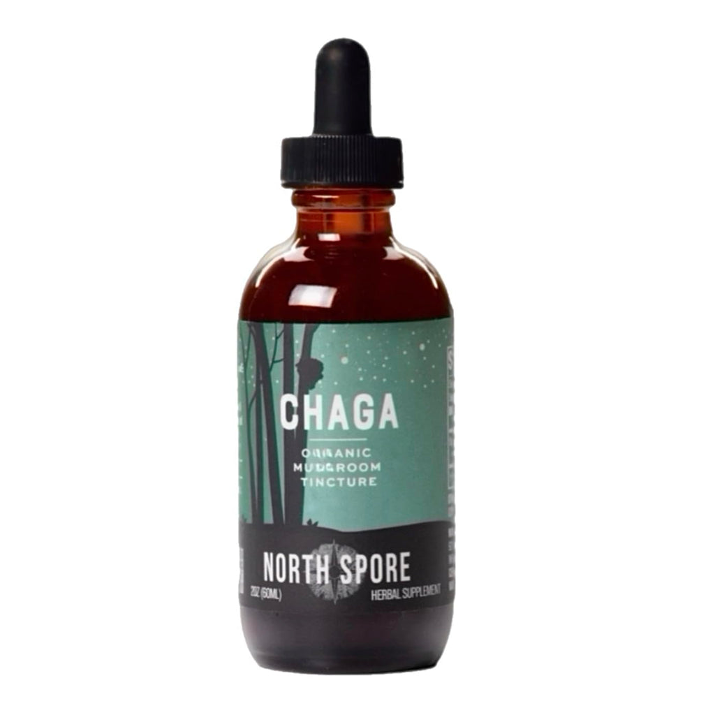 North Spore Chaga Mushroom Tincture | Energy & Wellness Boosting Supplement Drops | Adaptogenic Superfood | Dual Extract Organic Blend, 100% Fruiting Bodies | Non-GMO, Vegan - 2oz
