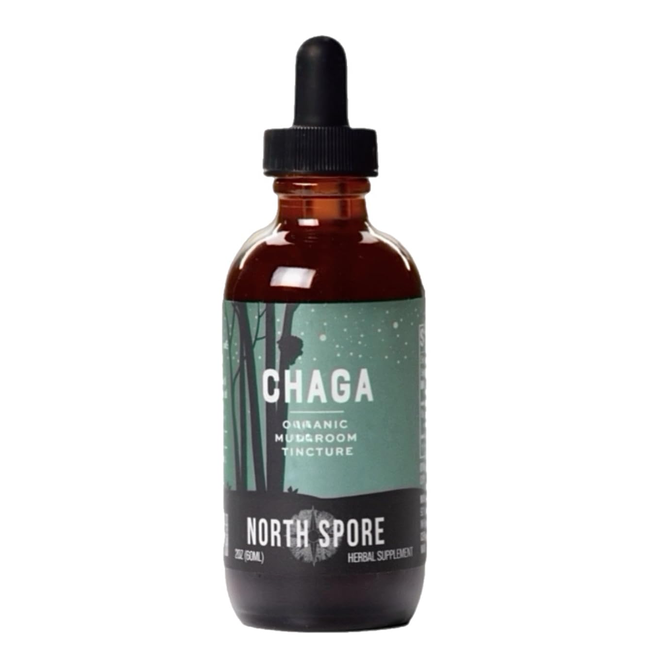 North Spore Chaga Mushroom Tincture | Energy & Wellness Boosting Supplement Drops | Adaptogenic Superfood | Dual Extract Organic Blend, 100% Fruiting Bodies | Non-GMO, Vegan - 2oz