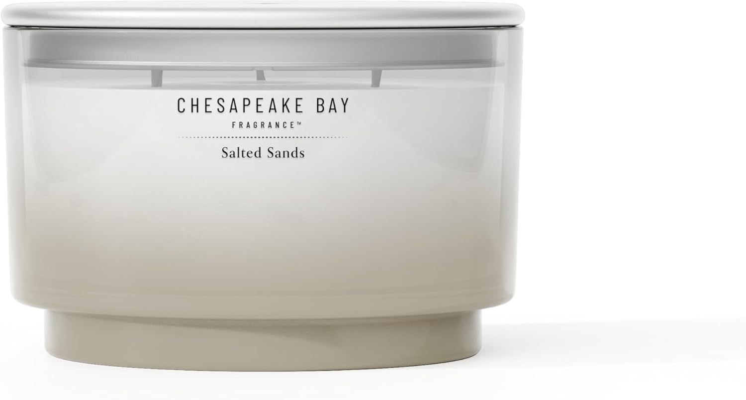 Chesapeake Bay, 14.5Oz Salted Sands Scented Candle, Mood Evoking Fragrance, Sea Glass-Inspired Jar, Premium Soy Blend Wax with Essential Oils, Coastal Fragrance for Home Décor or Gifting