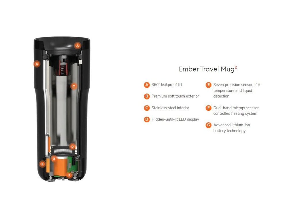 Ember Stainless Steel Temperature Control Travel Mug 2, 12 Oz, App-Controlled Heated Coffee Mug with 3-Hour Battery Life and Improved Design, Black