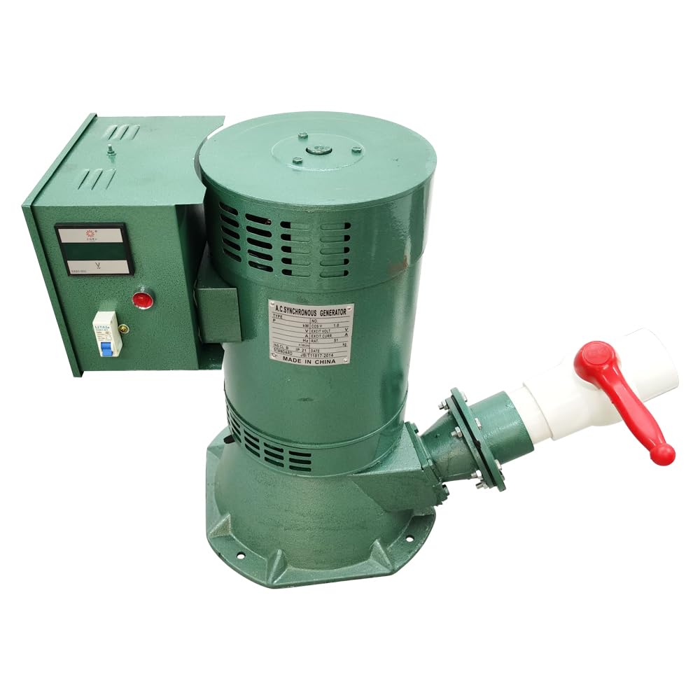EQCOTWEA 5KW Hydroelectric Generator Set Water Power Generator Automatic Voltage Regulation & Leakage Protection ≥15m/49FT Off-Grid Power Generator Pelton Turbine for Home/Rural Use 220V/60HZ