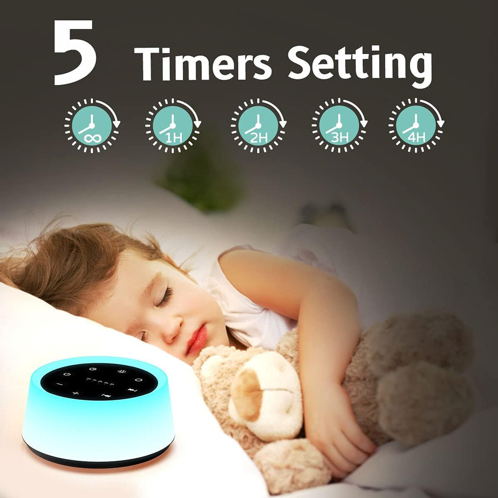 Sound Machine and White Noise Machine with 30 Soothing Sounds 12 Colors for Kids Adult Baby Night Light with Memory Function for Home Office (Black)