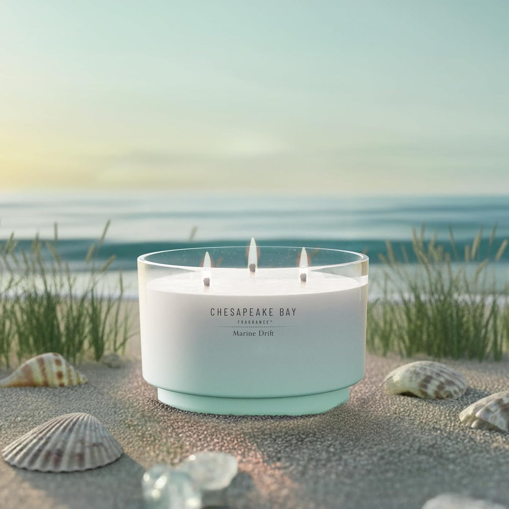 Chesapeake Bay, 14.5Oz Marine Drift Scented Candle, Mood Evoking Fragrance, Sea Glass-Inspired Jar, Premium Soy Blend Wax with Essential Oils, Coastal Fragrance for Home Décor or Gifting