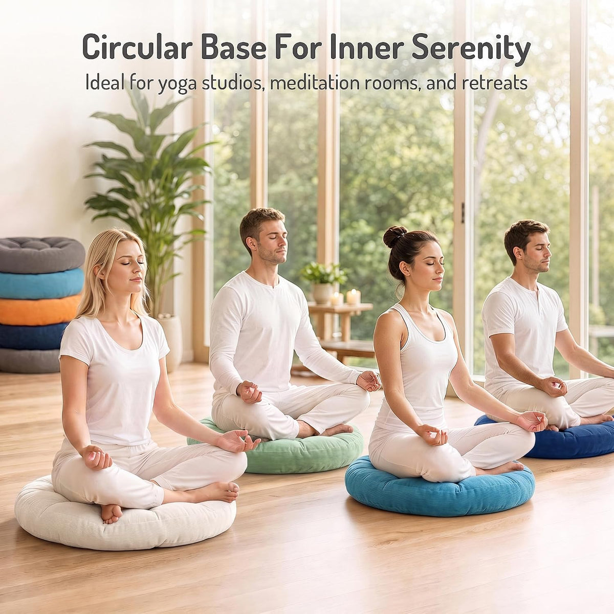 Meditation Cushions Set of 2, Large Floor Pillow for Adults, 22 Inch Round