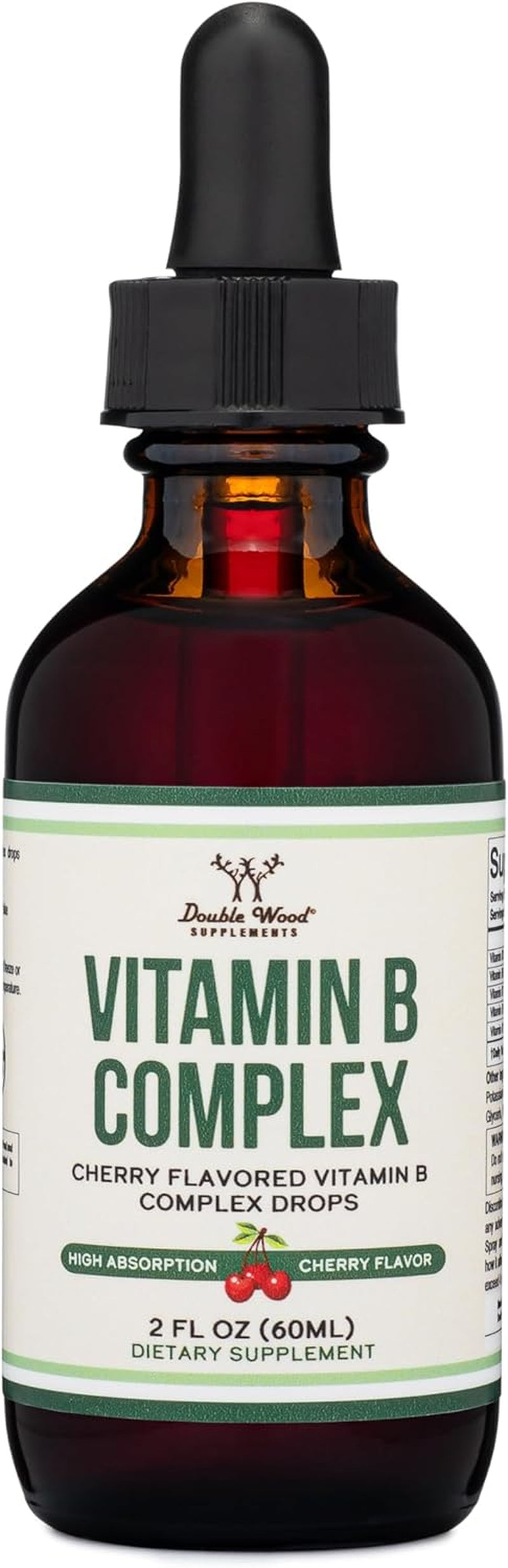 Liquid Vitamin B Complex - 2 Month Supply - Max Absorption - B3, B6, B7 (Biotin), B9, and Vitamin B12 - Cherry Flavor - 2 FL OZ