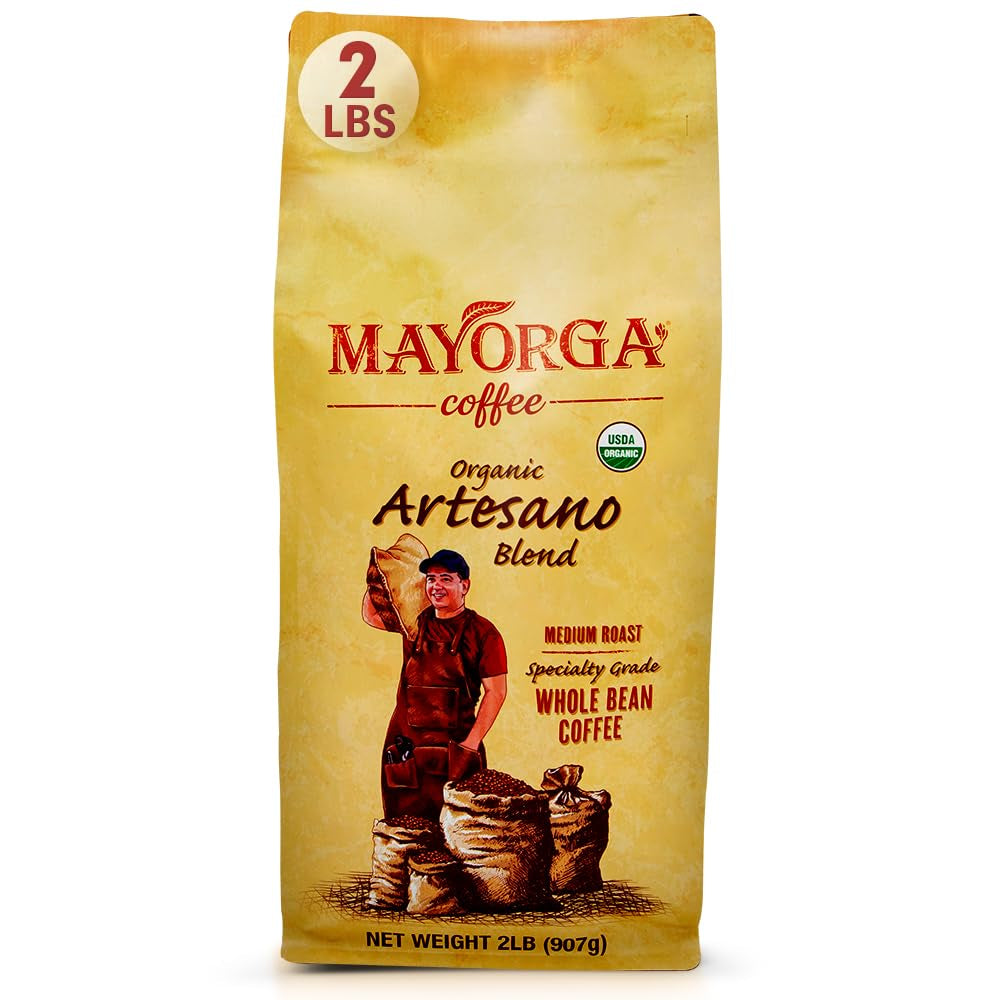 Organic Coffee 2Lb Artesano Blend - Medium Roast Whole Bean Coffee Speciality Grade, 100% Arabica, Slow Roasted, Chocolate and Nutty Flavor with Low Acidity - USDA Organic, Non-Gmo, Kosher