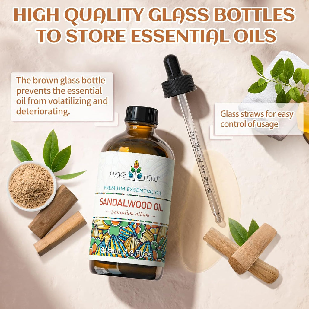 Sandalwood Essential Oils for Skin Care, Diffuser, Perfume, Candle and Soap Making - 4 FL Oz