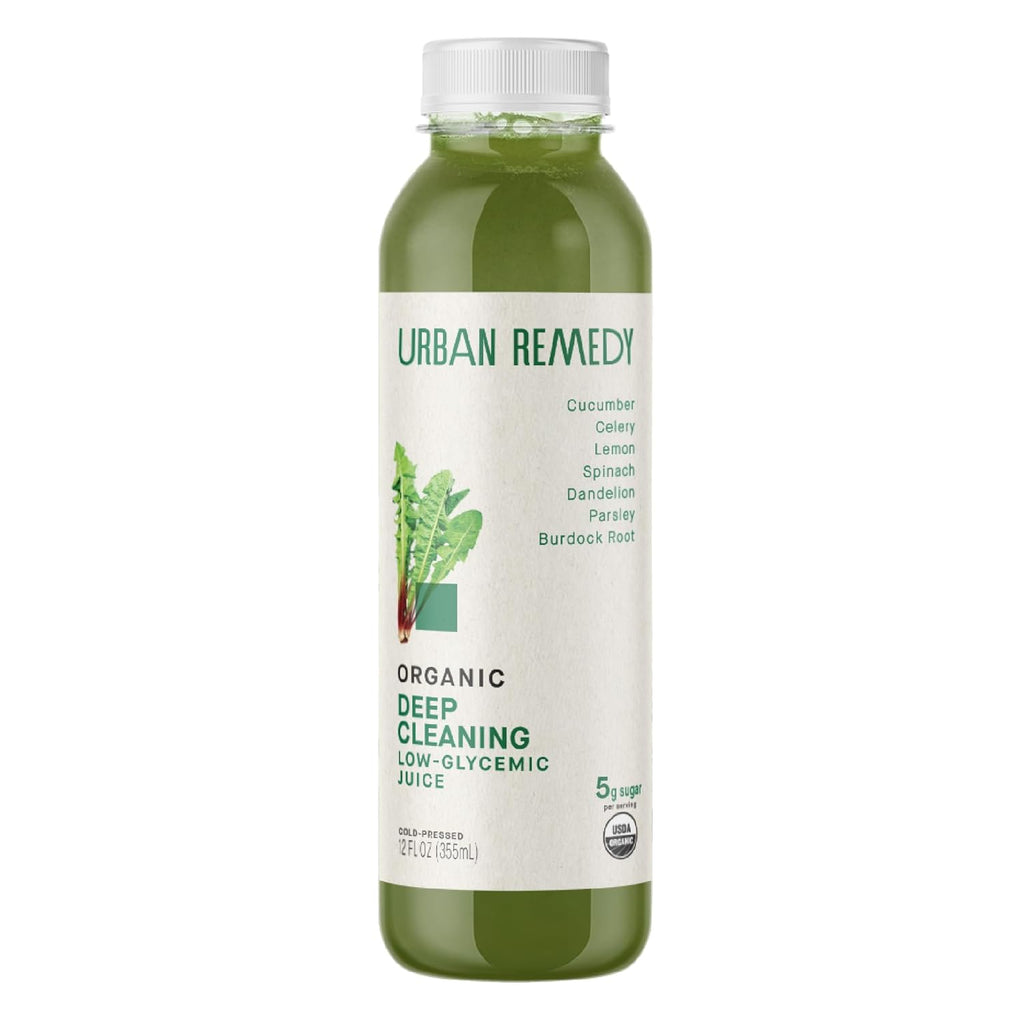 Urban Remedy Organic Deep Cleaning Juice, Cold-Pressed, 12 Fl Oz, Detoxifying Green Juice with Burdock Root & Dandelion Greens, Low Glycemic, Non-Gmo, Gluten-Free, Hydrating & Ready-To-Drink