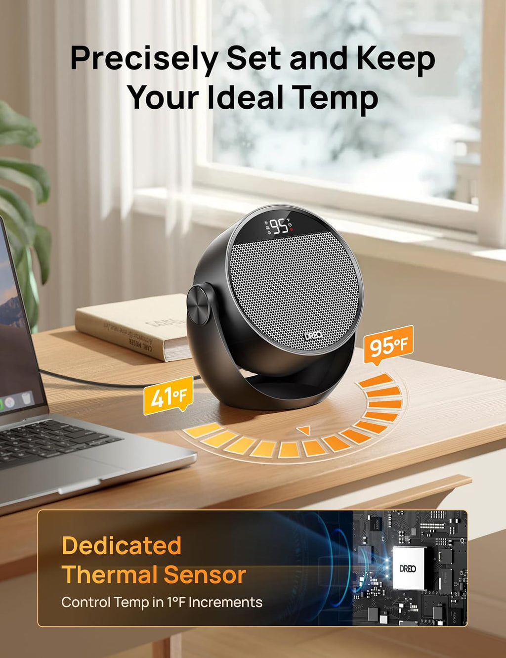 DREO Space Heater 1500W, 60° Adjustable Tilt, Portable Heater for Office