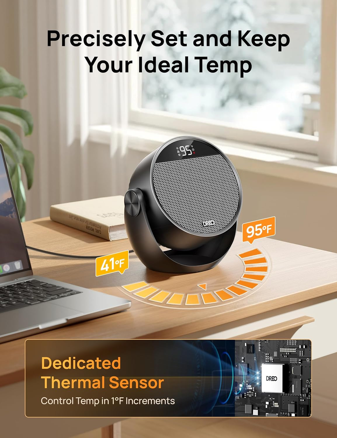 DREO Space Heater 1500W, 60° Adjustable Tilt, Portable Heater for Office