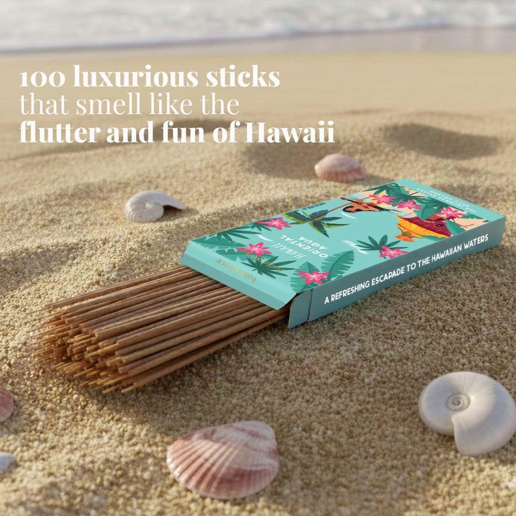 Incense Sticks with Holder (100 Sticks)| Tropical Summer Vibes Incense for Aromatherapy, Meditation, Yoga | No Charcoal, Non Toxic, Long Burning Hawaii Inspired Beach Scent Insence-Sticks