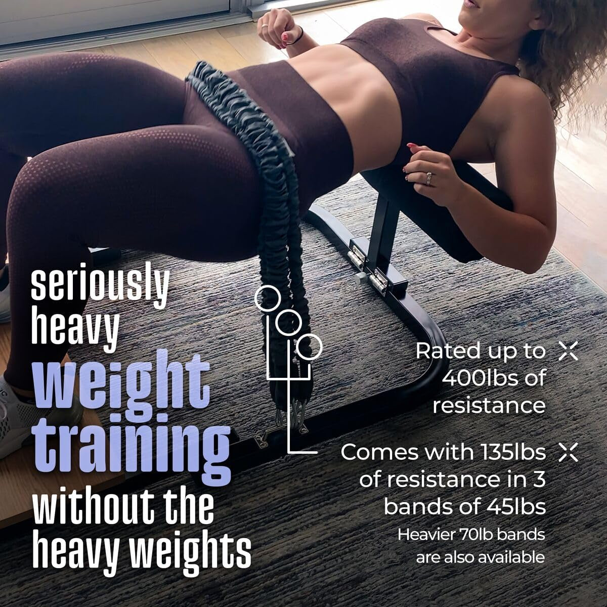Hip Thrust Machine for High Resistance Glute Training - Home Gym Workout - Comes with 45, 90, and 135 Lbs of Resistance