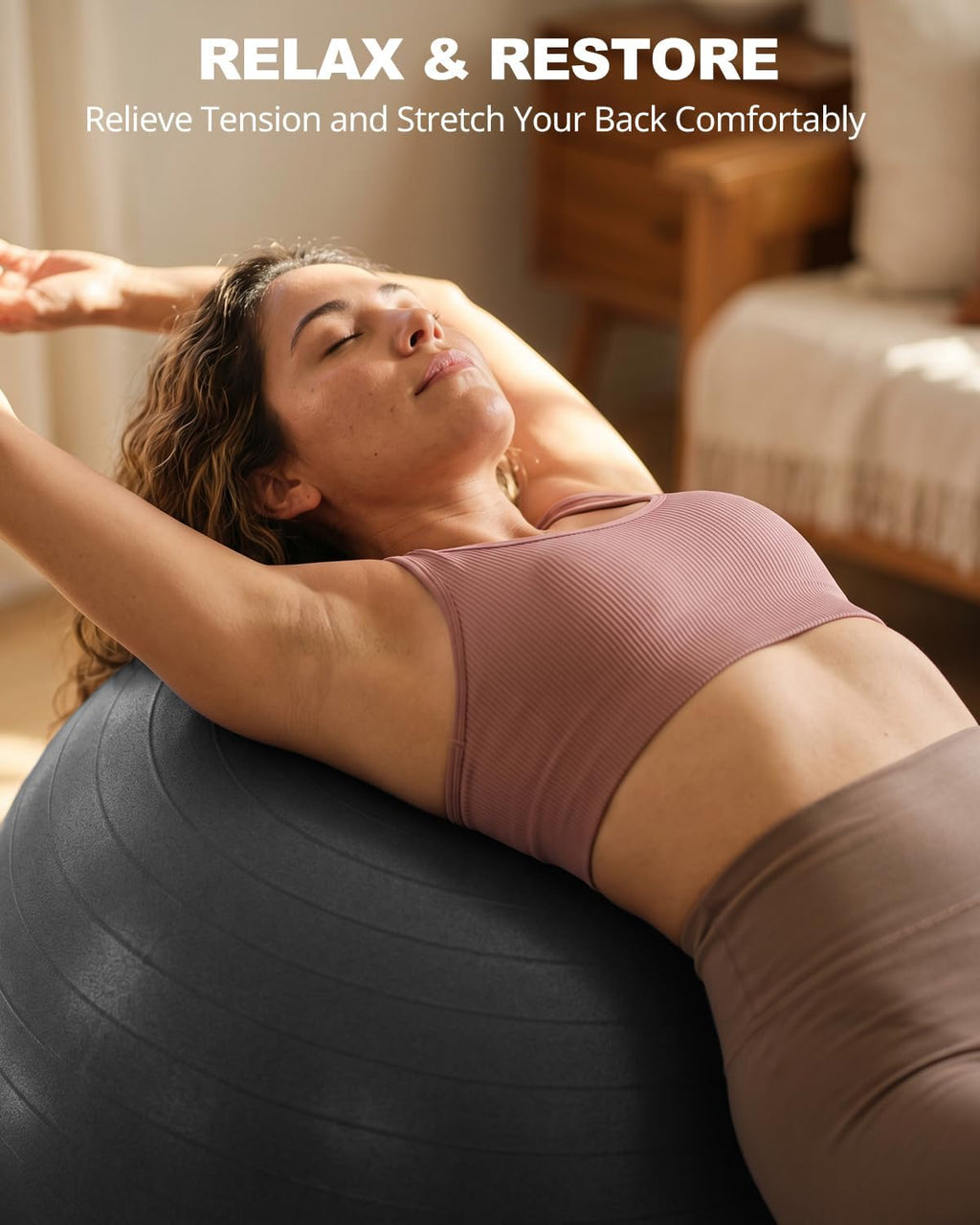 Yoga Ball for Exercise, Daily Stretching, Pilates, Core & Balance Training, Stability Ball for Pregnancy & Birthing Prep, Physical Therapy, Office Chair for Active Sitting, Quick Pump Included